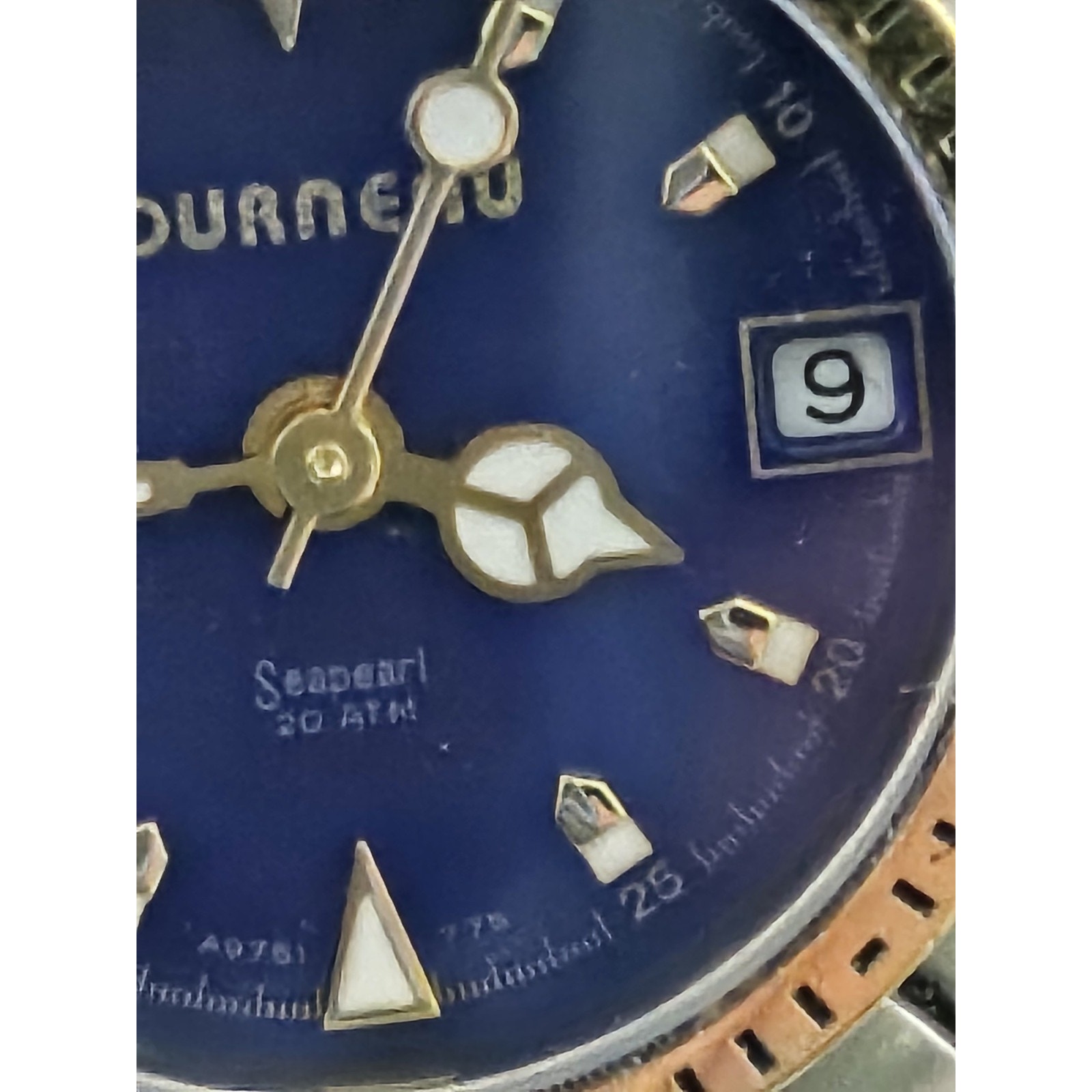 Ladies Vintage Tourneau Seapearl Dive Military Rotating Bezel New Battery Watch — image 3 of 8